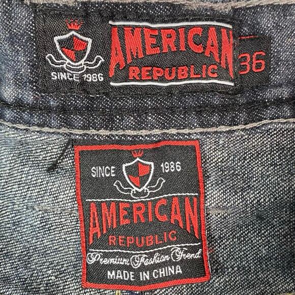 AMERICAN REPUBLIC Vintage Y2K Stonewash Black Jeans Size Mens 36 - Picture 8 of 15